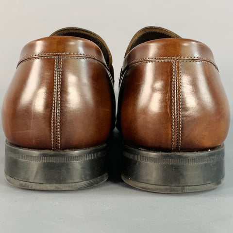 SALVATORE FERRAGAMO Size 10 Brown Leather Perforated Loafers