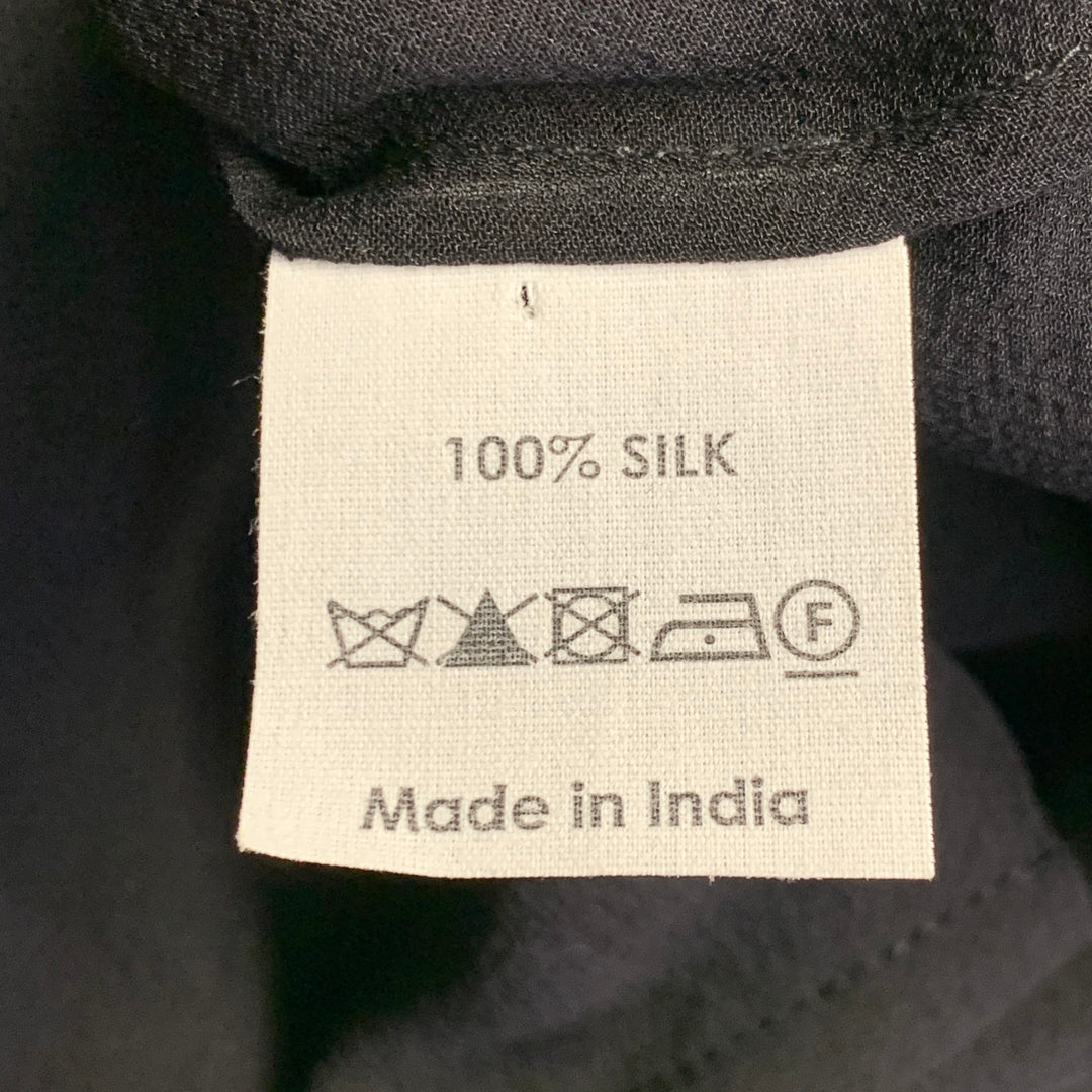 DRIES VAN NOTEN Size 4 Black Silk Ruffled Short Sleeve Dress Top