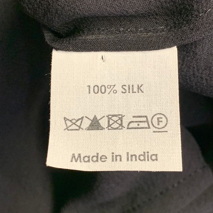 DRIES VAN NOTEN Size 4 Black Silk Ruffled Short Sleeve Dress Top