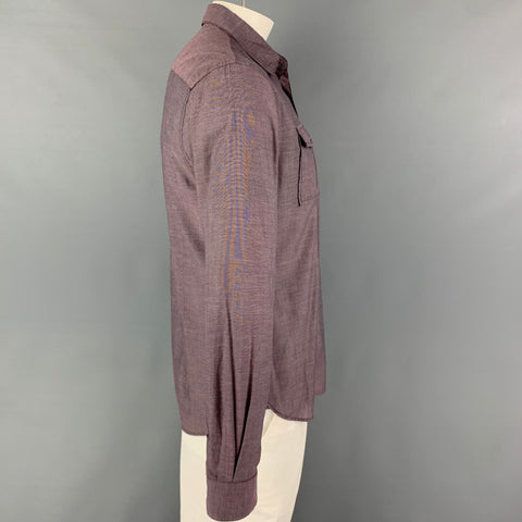 JOHN VARVATOS * U.S.A. Size M Purple Cotton Button Up Long Sleeve Shirt