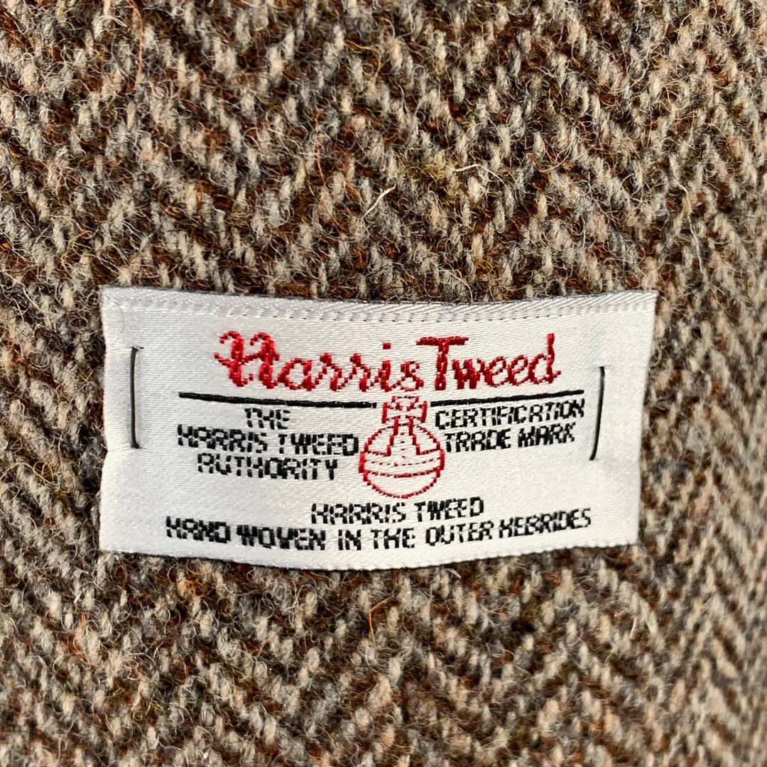 O'CONNELL'S Size 42 Long Brown Beige Herringbone Wool Sport Coat