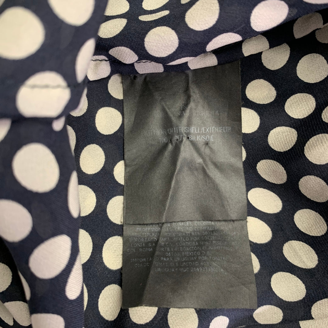 CAROLINA HERRERA Size 8 Black Ivory Silk Polka Dot Pop Over Blouse
