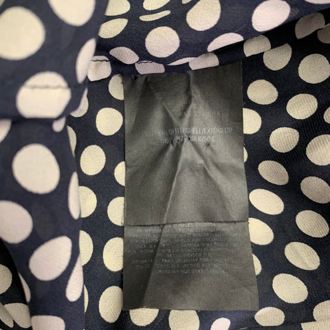 CAROLINA HERRERA Size 8 Black Ivory Silk Polka Dot Pop Over Blouse