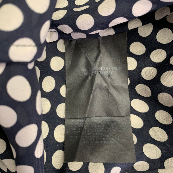 CAROLINA HERRERA Size 8 Black Ivory Silk Polka Dot Pop Over Blouse