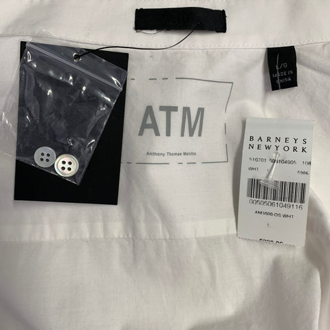 ATM Size L White Cotton Spread Collar Long Sleeve Shirt