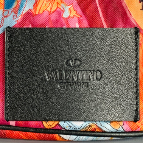 VALENTINO Black Multi Color Astronaut Print Canvas Sling Bag