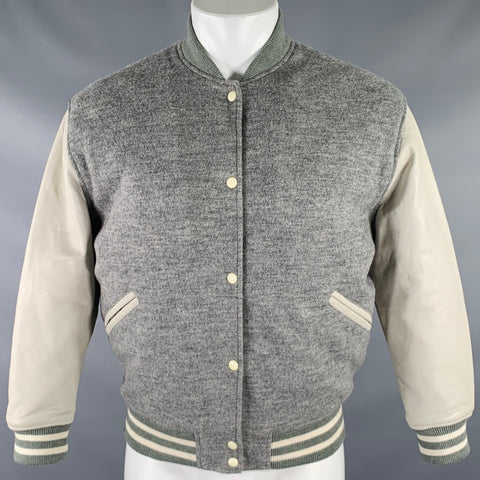 ALLSAINTS Size XS Grey Cream Heather Wool Bomber Jacket