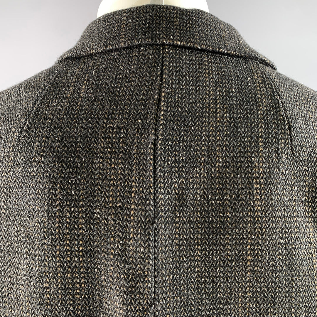 VISVIM Size M Black Brown Tweed Wool Linen Silk Notch Lapel Coat