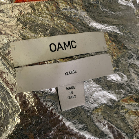 OAMC Size XL Silver Metallic Polyurethane  Polyester Button Up Jacket