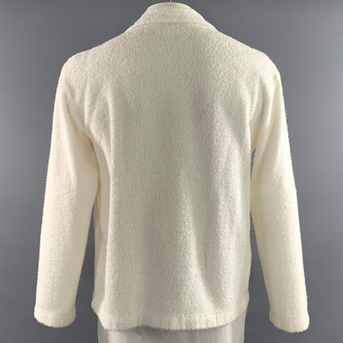 DOLCE & GABBANA Size L White Terry Cloth Cotton Blend Pullover