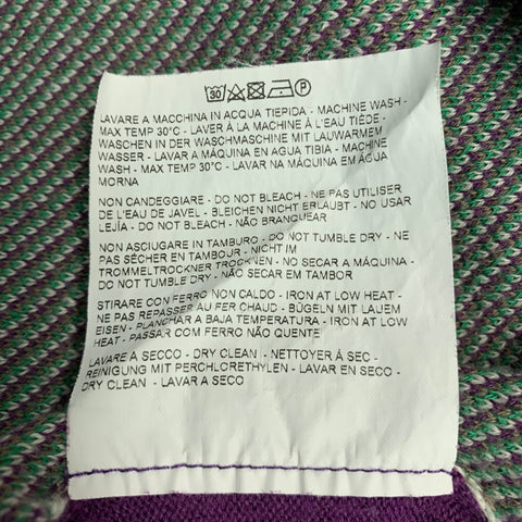 ETRO Size XL Purple Green Knit Cotton Cashmere V-Neck Pullover