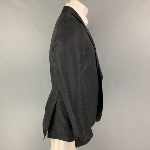 YVES SAINT LAURENT by Tom Ford Size 40 Black Textured Silk Notch Lapel Sport Coat