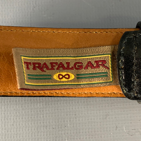 TRAFALGAR Size 34 Black Gold Leather Belt