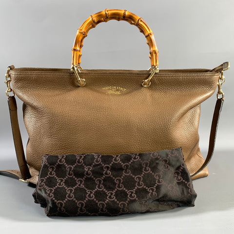 GUCCI Brown 323664 Pebble Grain Leather Shoulder Bag