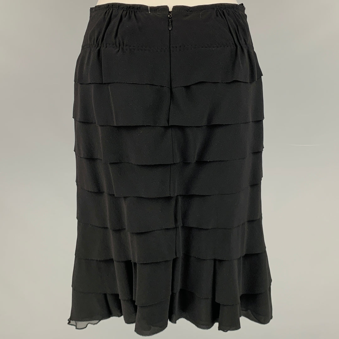 NINA RICCI Size 6 Black Silk Pencil Skirt