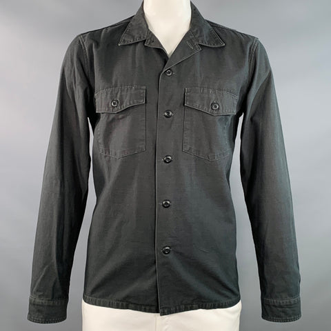 NONNATIVE Size XL Grey Charcoal Cotton Two Pockets Long Sleeve Shirt