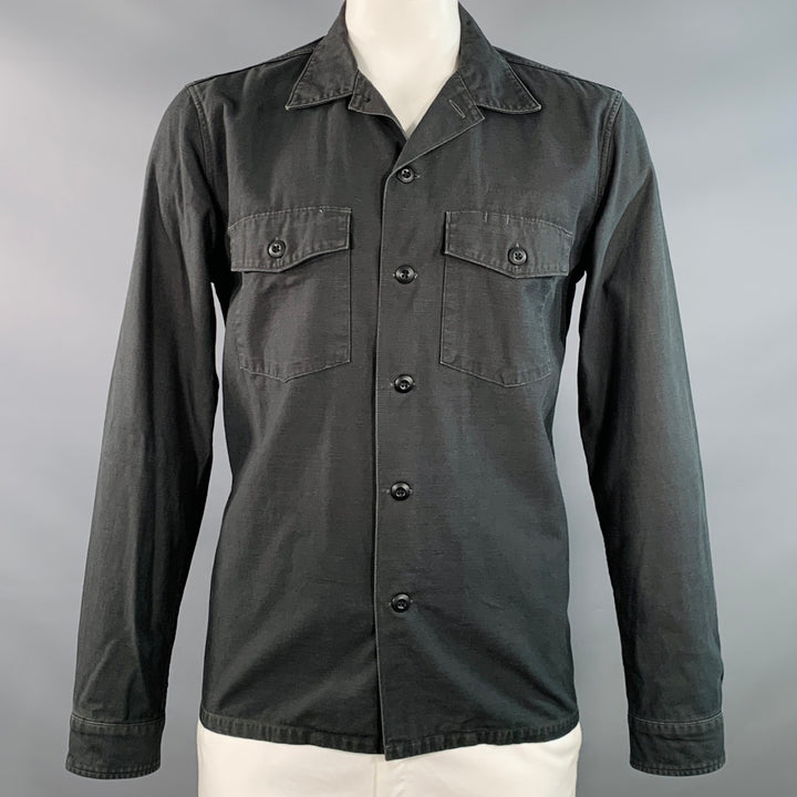 NONNATIVE Size XL Grey Charcoal Cotton Two Pockets Long Sleeve Shirt