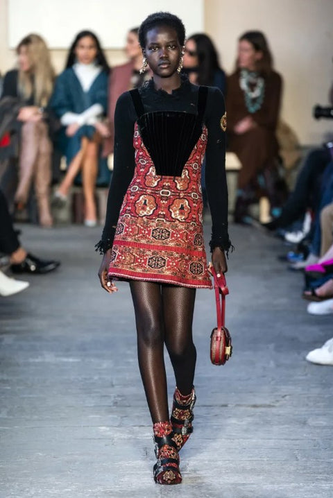 ETRO FW19 Pegaso Oxblood Brown Paisley Leather Trim Handbag
