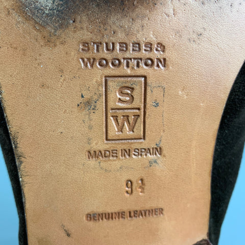 STUBBS & WOOTTON Size 9.5 Brown Velvet Slip On Loafers