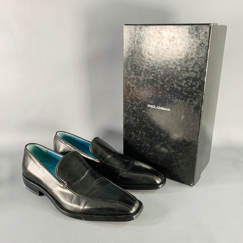 DOLCE & GABBANA Size 8 Black Leather Slip On Loafers