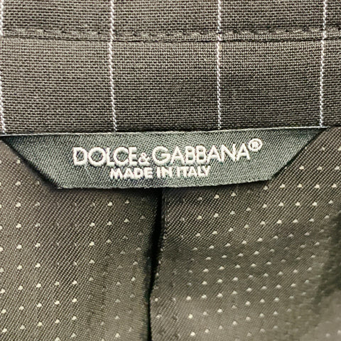 DOLCE & GABBANA Size 42 Black Grey Pinstripe Polyester Blend Suit