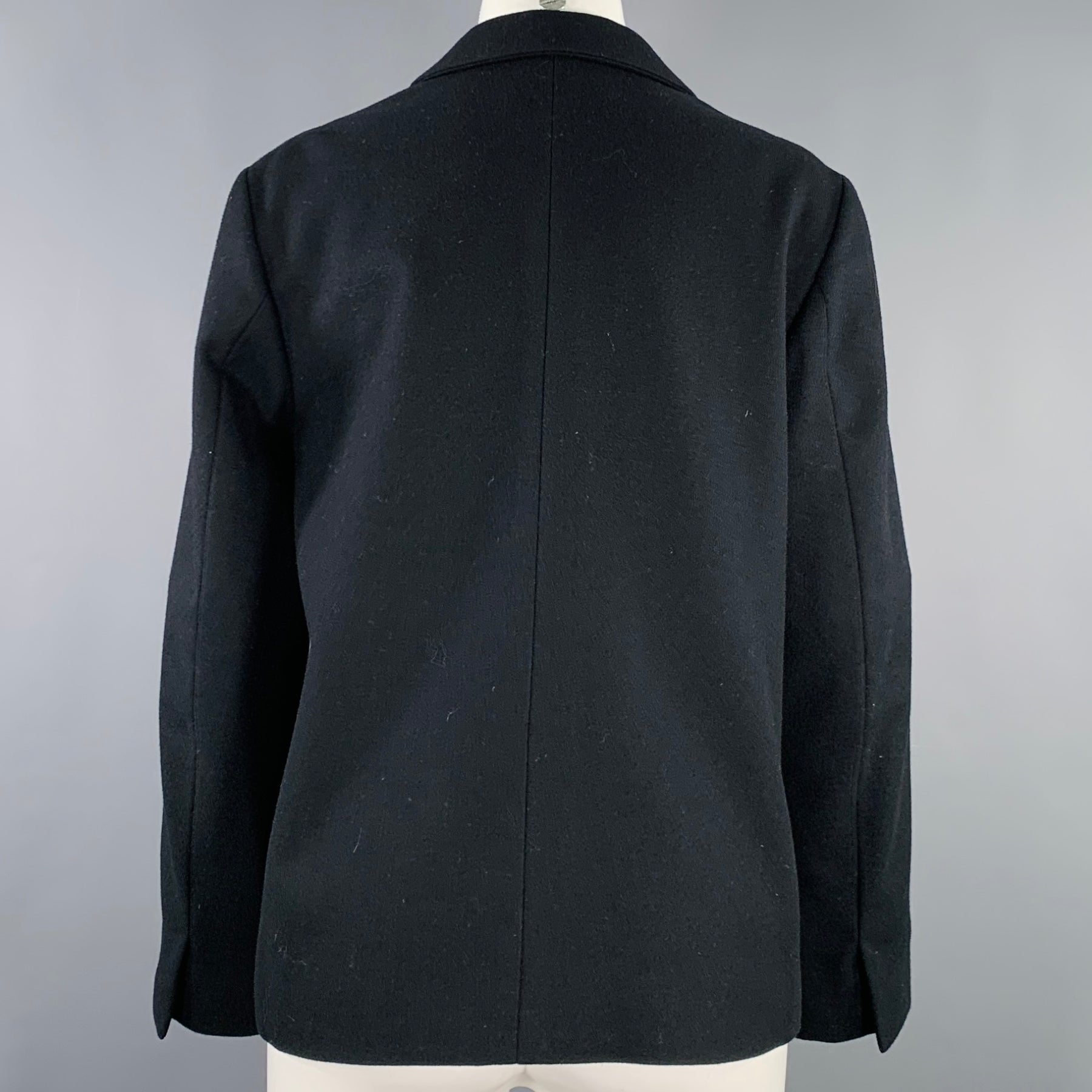 JIL SANDER Size 6 Black Virgin Wool Double Breasted Jacket