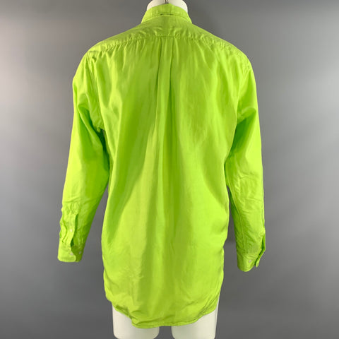 DRIES VAN NOTEN Size M Green Lime Silk Long Sleeve Shirt
