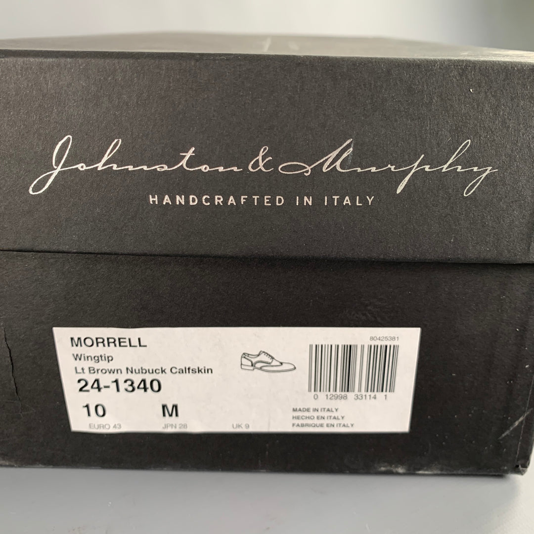 JOHNSTON & MURPHY Size 10 Brown Contrast Stitch Suede Wingtip Lace-Up Shoes