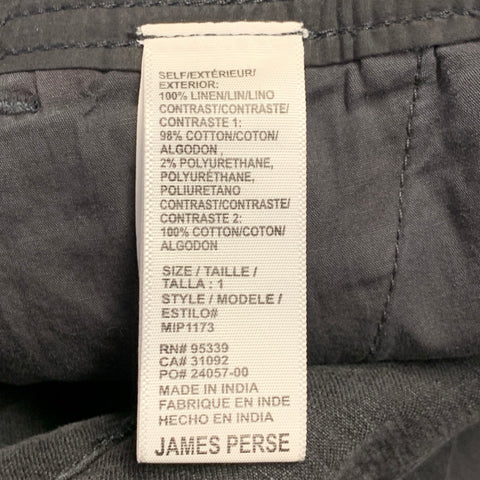 JAMES PERSE Size S Grey Charcoal Linen Drawstring Casual Pants