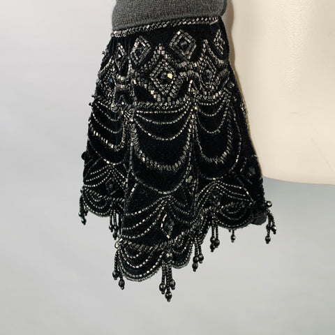 RALPH LAUREN Size M Black Cashmere Beaded V-Neck Dress Top