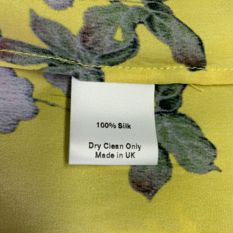 PREEN Size L Yellow Multi Color Silk Floral T-Shirt