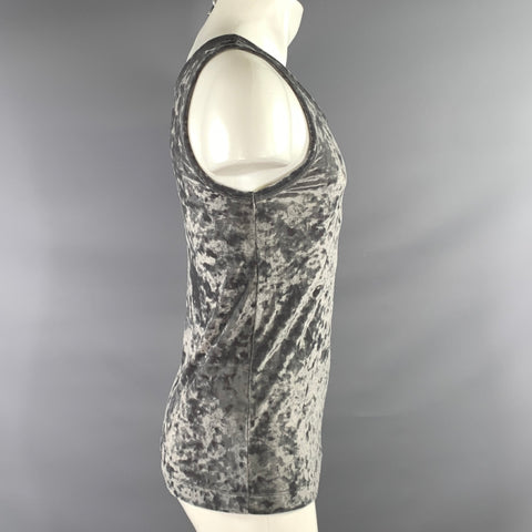 DRIES VAN NOTEN Size M Grey Crushed Velvet Polyester &  Polyurethane Tank Top