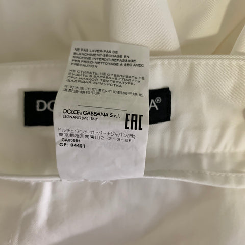 DOLCE & GABBANA Size 36 White Cotton Elastane Zip Fly Casual Pants