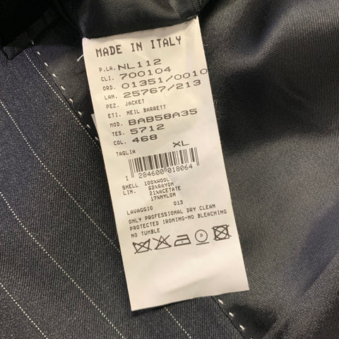 NEIL BARRETT Chest Size XL Grey Pinstripe Wool Notch Lapel 34 35 Suit