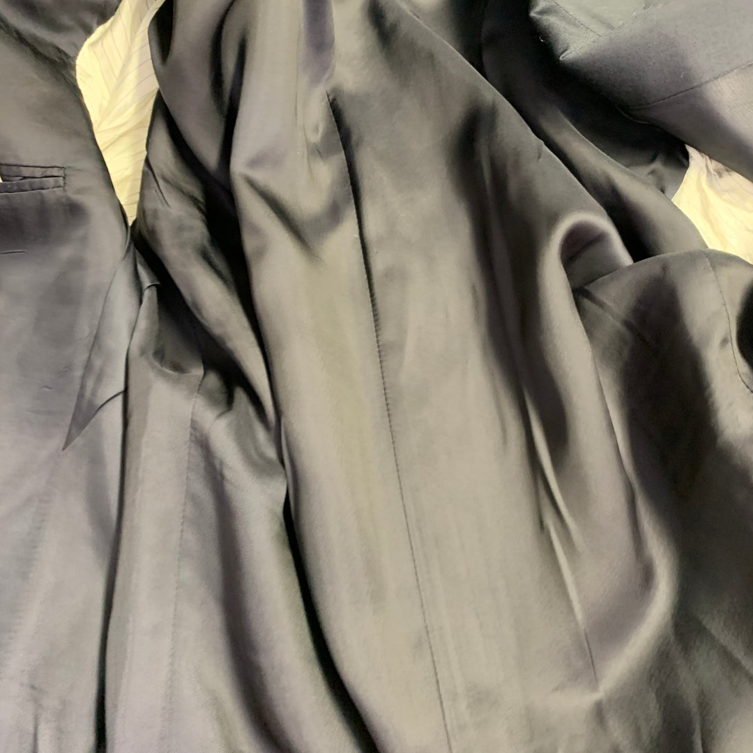 ERMENEGILDO ZEGNA Size 46 Regular Navy Twill Wool Notch Lapel Suit
