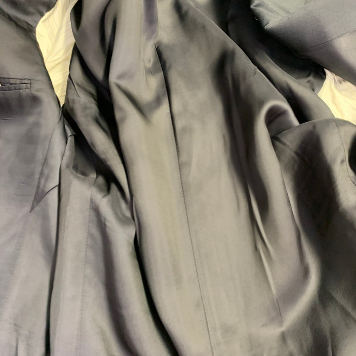 ERMENEGILDO ZEGNA Size 46 Regular Navy Twill Wool Notch Lapel Suit