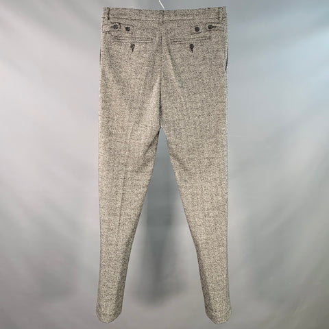 DOLCE & GABBANA Size 34 Black White Herringbone Wool Blend Zip Fly Dress Pants