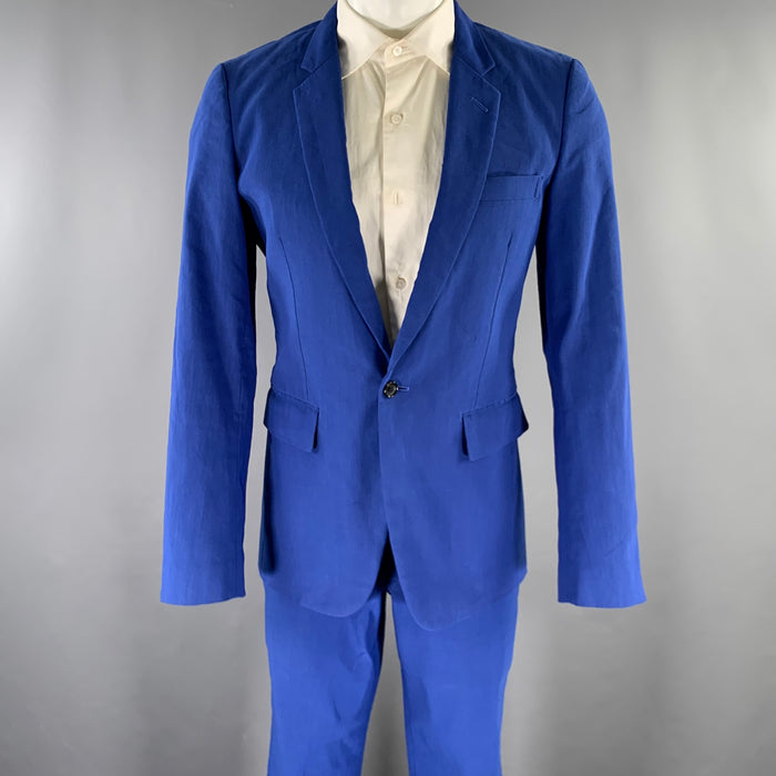 COMME des GARCONS HOMME PLUS Size M Blue Linen Blend Notch Lapel Suit