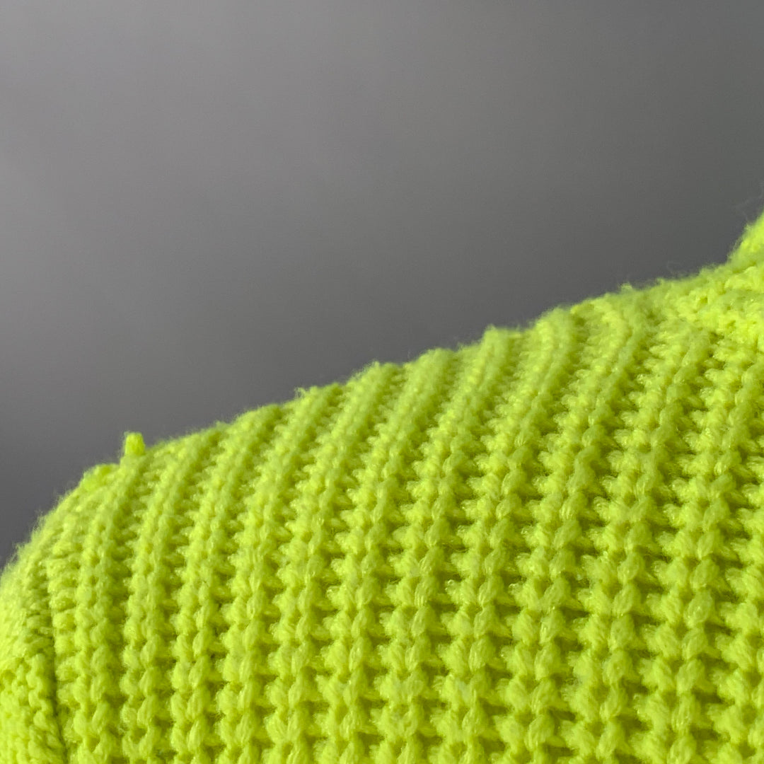 ALICE + OLIVIA Size L Yellow Neon Wool Blend Cable Knit Turtleneck Sweater