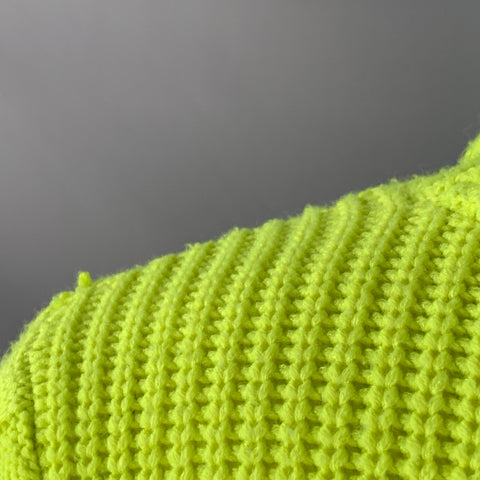 ALICE + OLIVIA Size L Yellow Neon Wool Blend Cable Knit Turtleneck Sweater