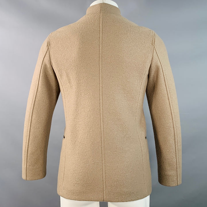 EMPORIO ARMANI Size 36 Tan Wool Two Pockets Zip Up Jacket
