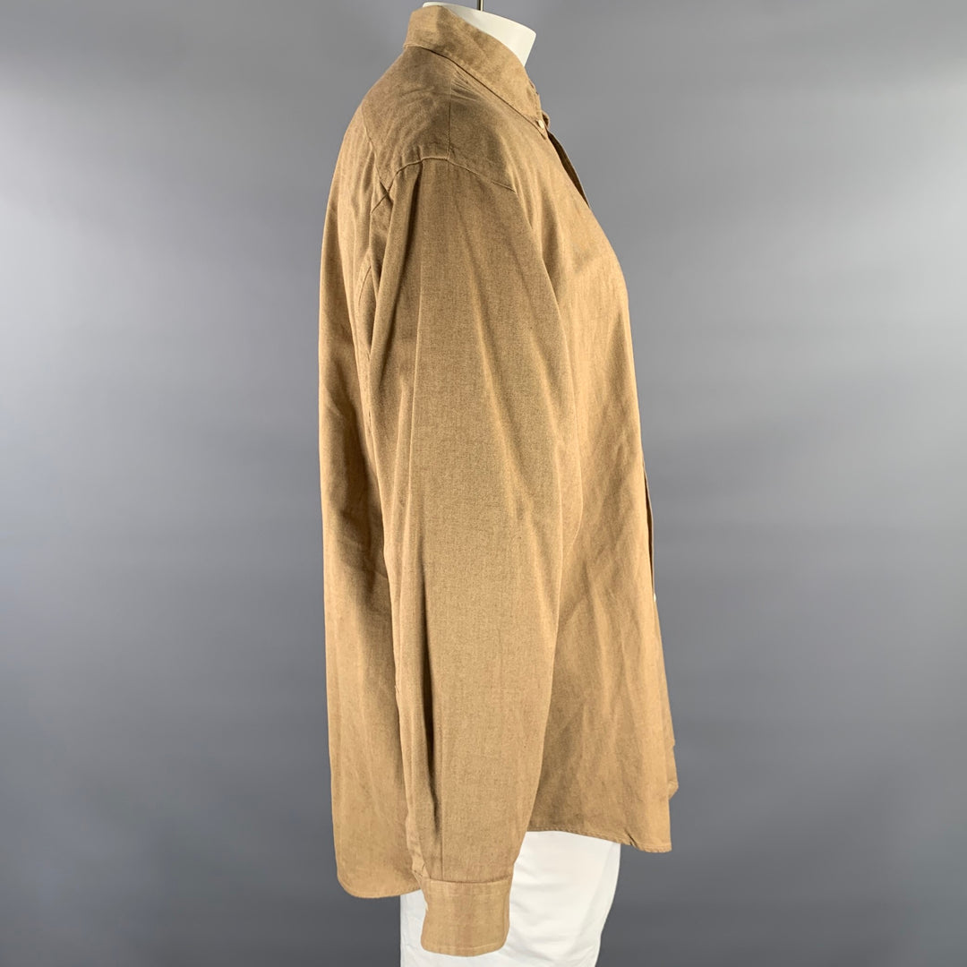RALPH LAUREN Size XL Tan Cotton Long Sleeve Shirt