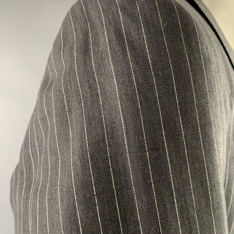 BELVEST Size 40 Grey White Pinstripe Wool Linen Single Breasted Suit
