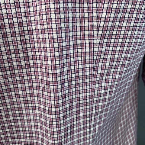 BRUNELLO CUCINELLI Size XL Purple White Checkered Cotton Slim Fit Long Sleeve Shirt
