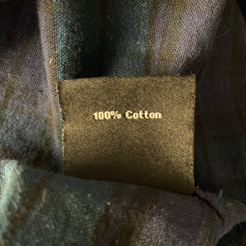 TODD SNYDER Size L Blue Green Black Tartan Cotton Long Sleeve Oxford Shirt