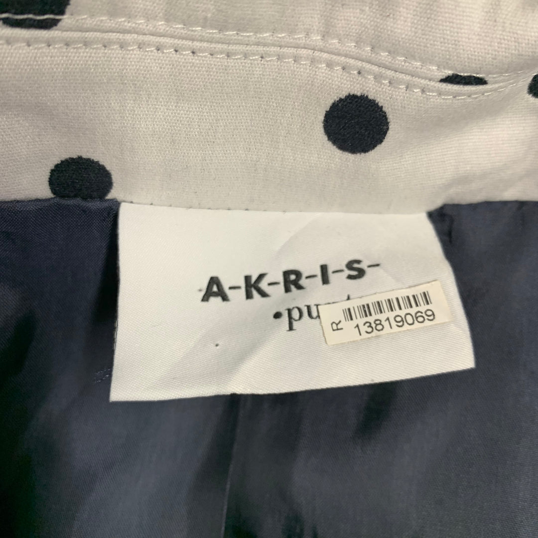 AKRIS Size 8 White Black Cotton Blend Polka Dot Blazer
