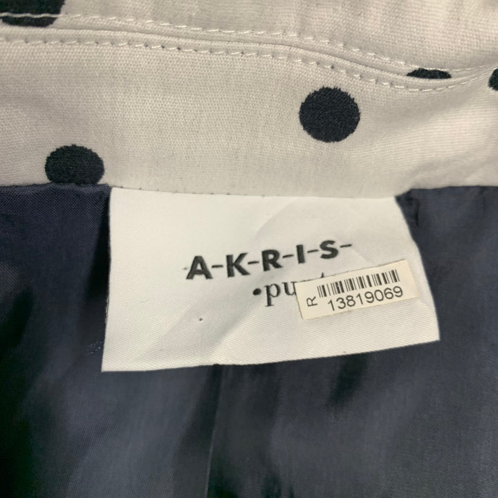 AKRIS Size 8 White Black Cotton Blend Polka Dot Blazer