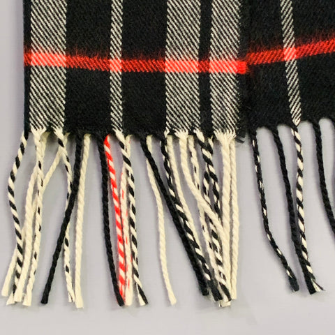 Écharpe en cachemire à carreaux noirs, blancs et rouges VINTAGE