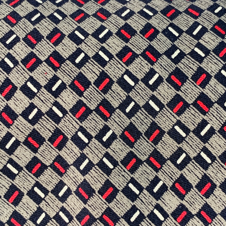 YVES SAINT LAURENT Vintage Navy Red White Checkered Silk Tie