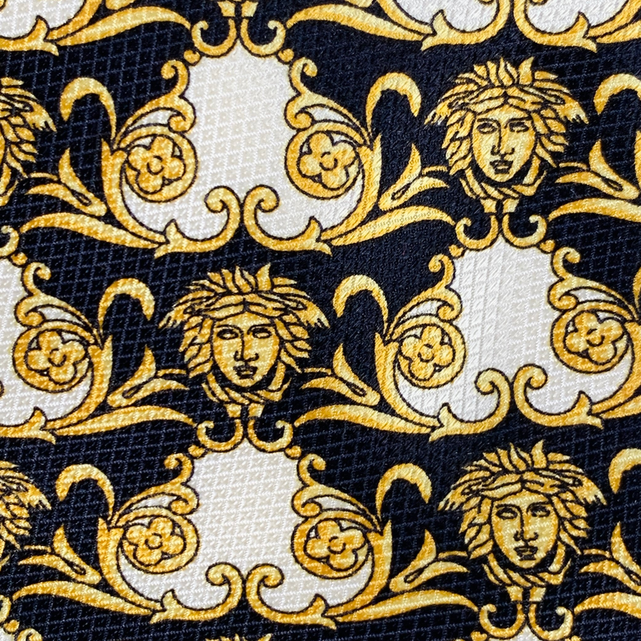 GIANNI VERSACE Black Gold Medusa Heads Silk Tie – Sui Generis